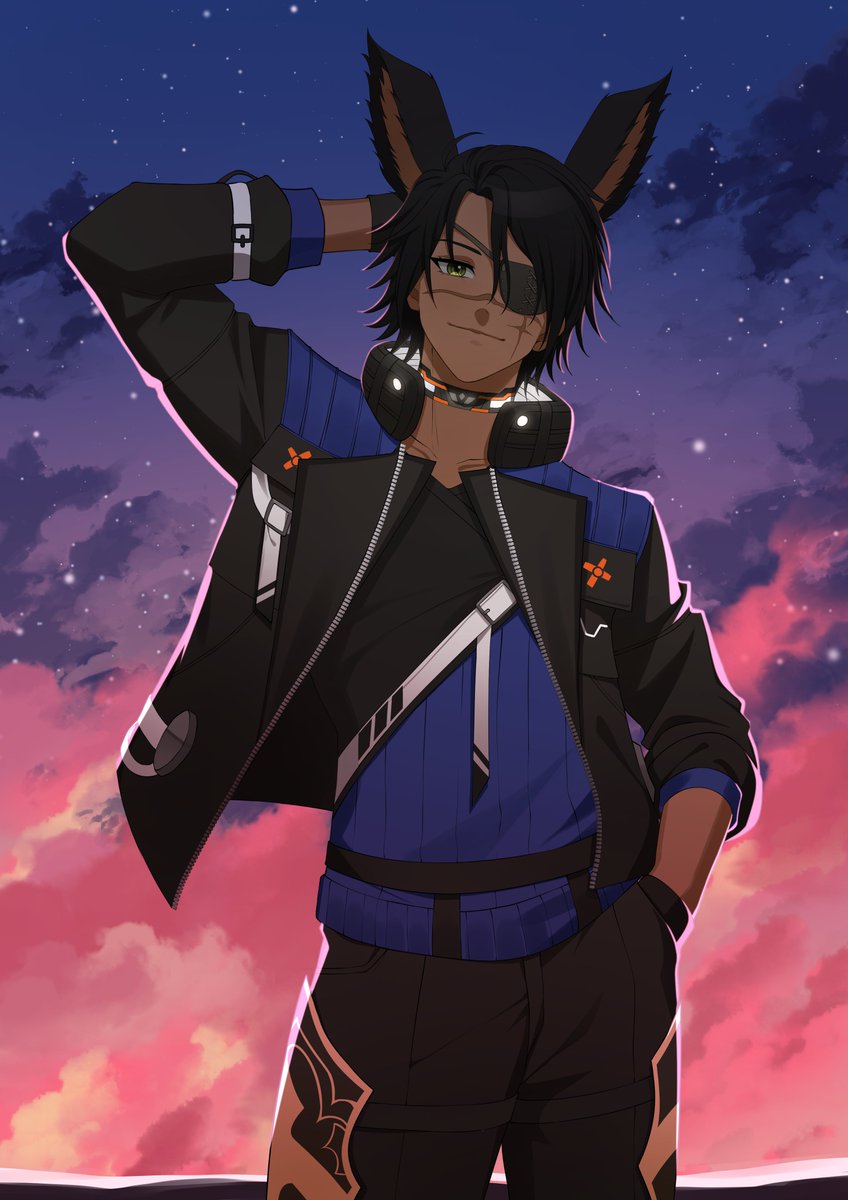 Surprise me Commission for Ishnir!
Did we capture his coolness?! 🐰
🎨: <a href="/Yuu_Da03/">Yuu Da (Baejai)</a> 

#VGenComm #vgen #commissionsopen