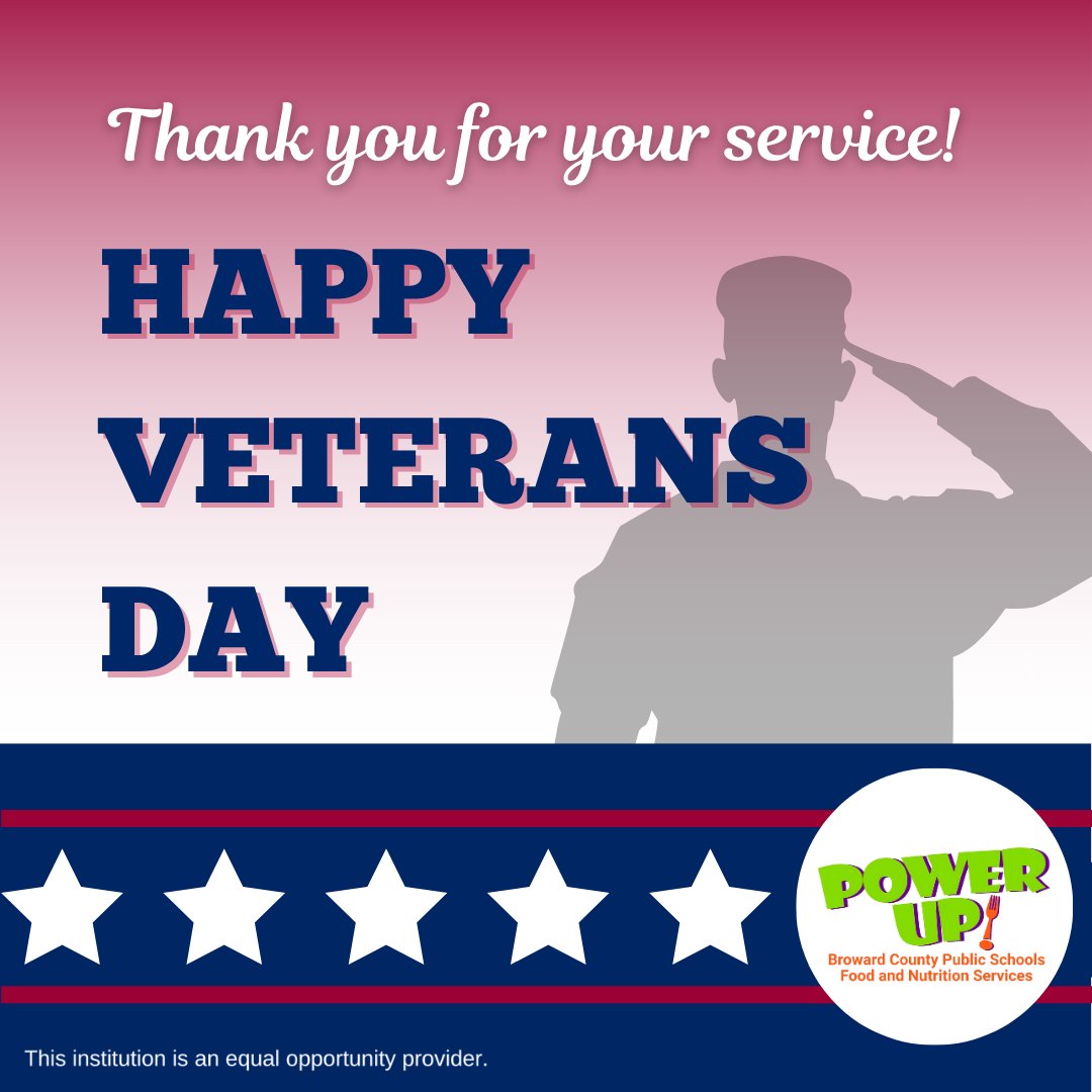 Saluting our heroes today. Happy Veterans Day! ❤️💙

<a href="/browardschools/">Broward County Public Schools</a> #BCPSFNS #PowerUpFAN #browardcounty #browardfl #flschools #schoolmeals #BCPS