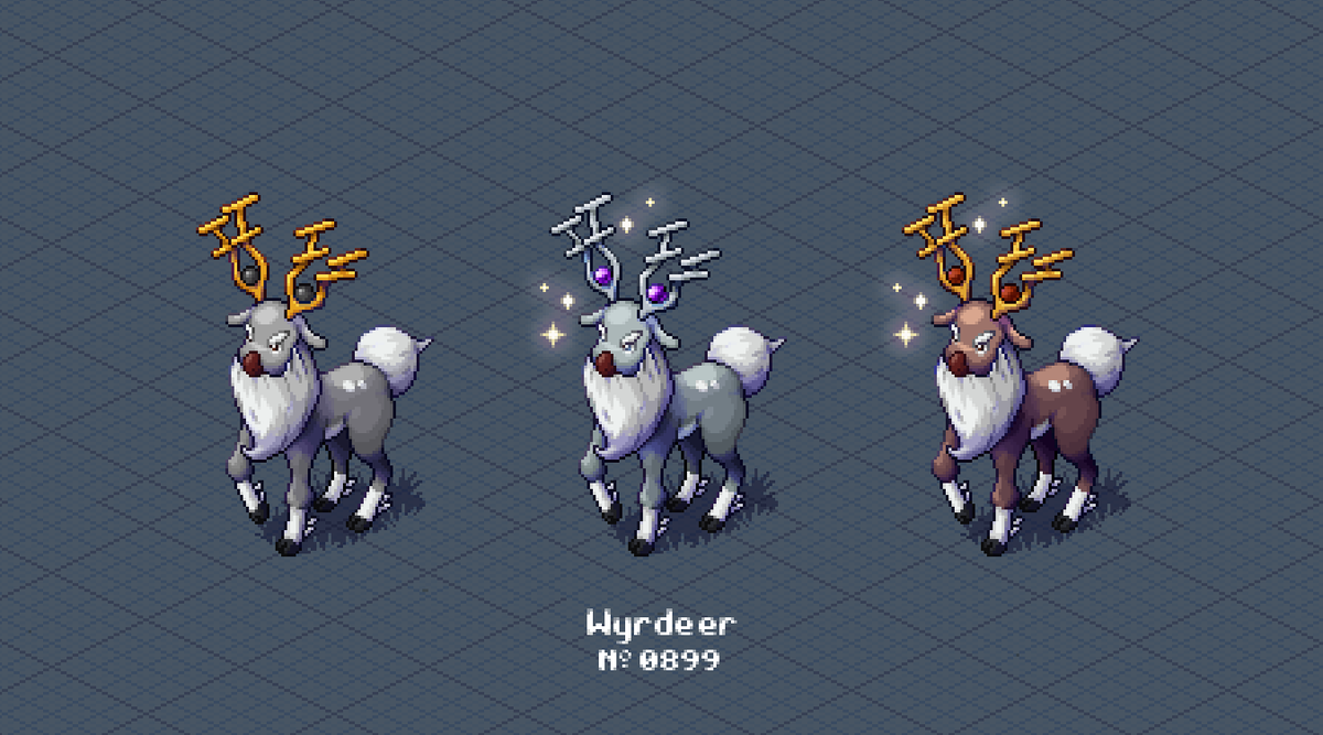 I refuse to accept that Wyrdeer’s shiny is green, so I made new ones! Which one’s your favorite? 🫎✨
#pixelart