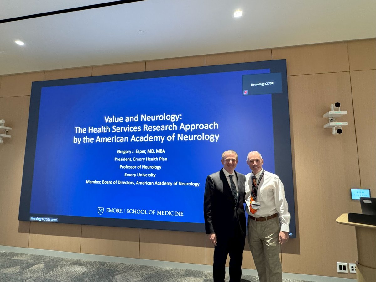 Last Friday we hosted Dr. <a href="/gregoryesper/">Gregory Esper MD,MBA</a>, professor of neurology and president of the <a href="/emoryhealthcare/">Emory Healthcare</a> Plan, to give our #Neurology Grand Rounds. His lecture entitled, ”Value and Neurology: The Health Services Research Approach by the American Academy of Neurology” highlighted the