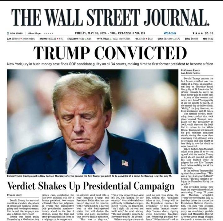 Primer criminal convicto y acusado de 34 delitos, que llega a la presidencia de EEUU. La vergonzosa decadencia, de un imperio.