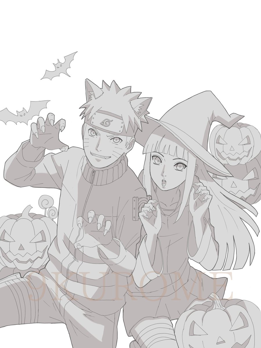 🍥☀　🎃🧹　
おはようございます。線画と影つけたよ。