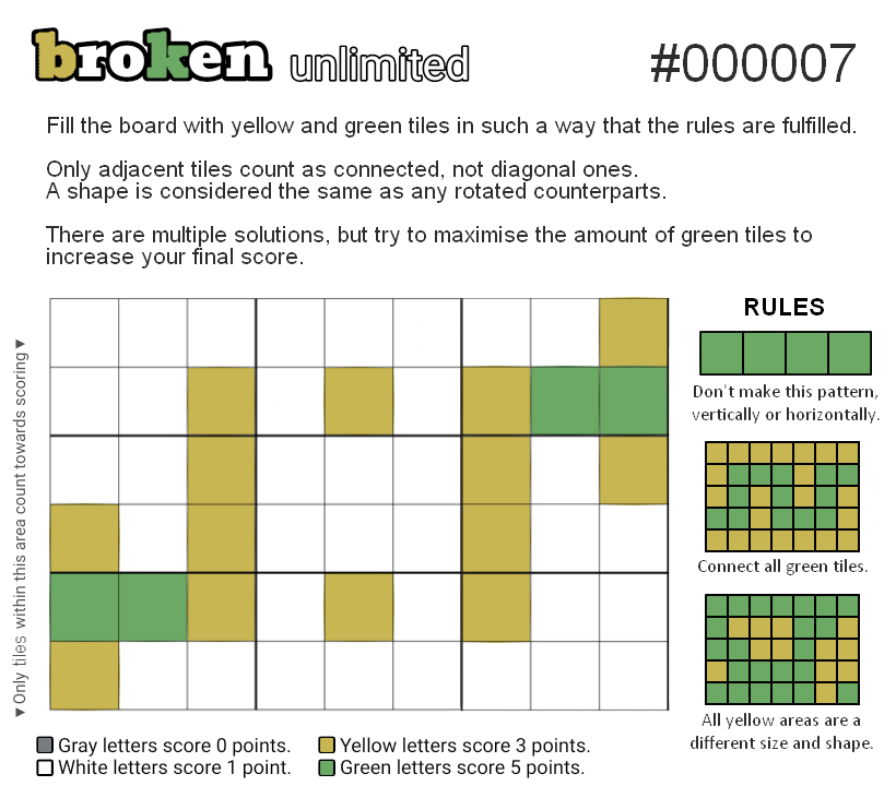 broken #000007
crossing the river

there are officially multiple solutions, but if you care about scoring, green tiles are your friends.