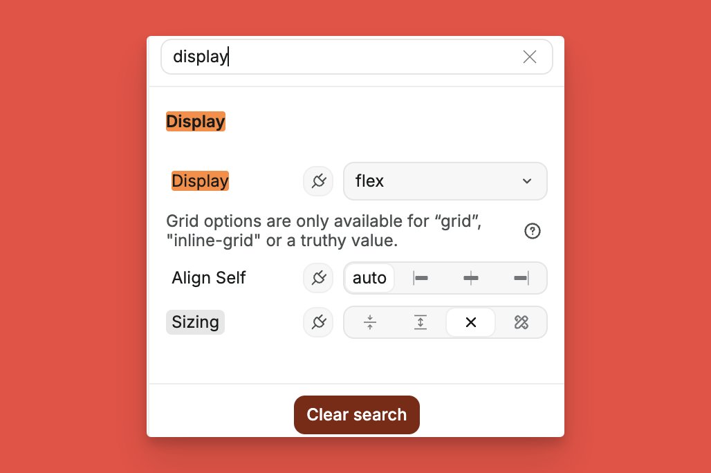 jptrinhh's tweet photo. You can now search CSS props in @weweb_io, neat! 🔎 https://t.co/NtYVfbybxi