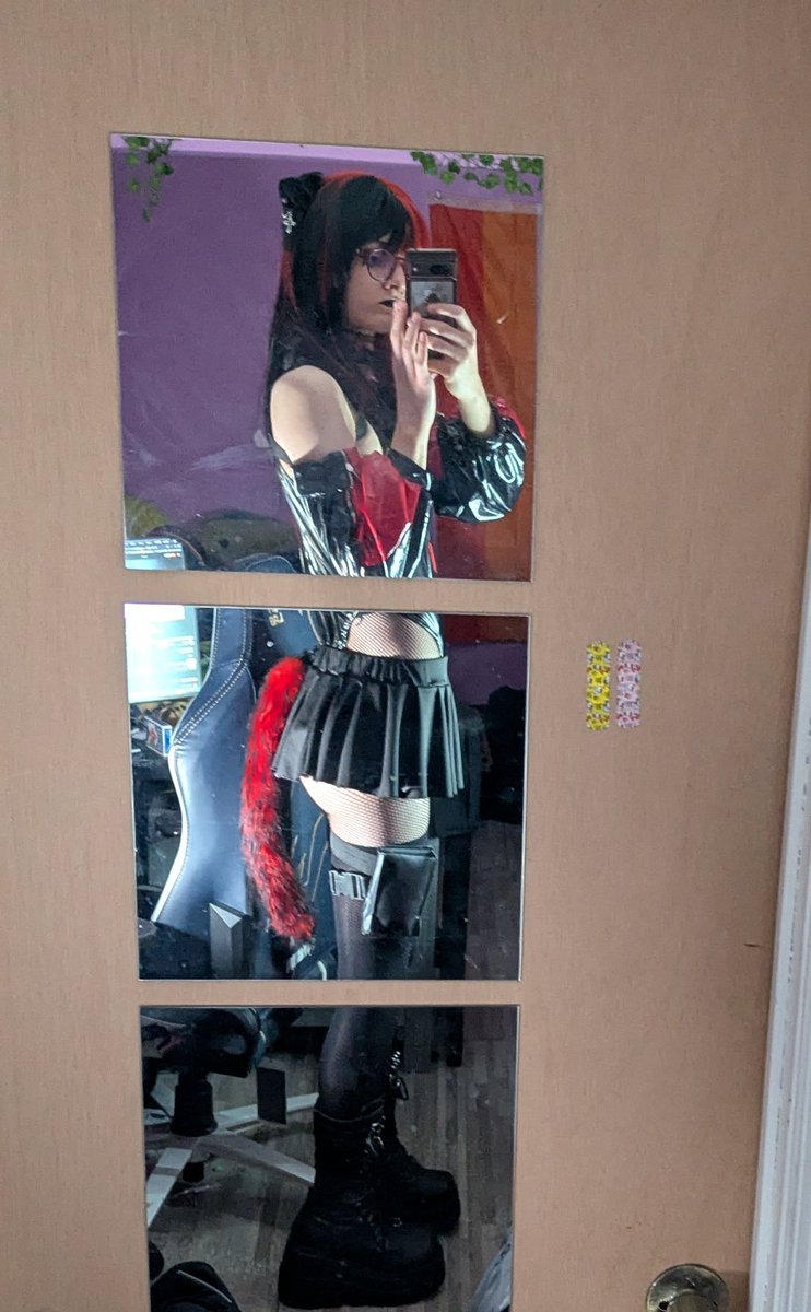 halloween test fit + half my makeup :) (cyberpunk cat!)