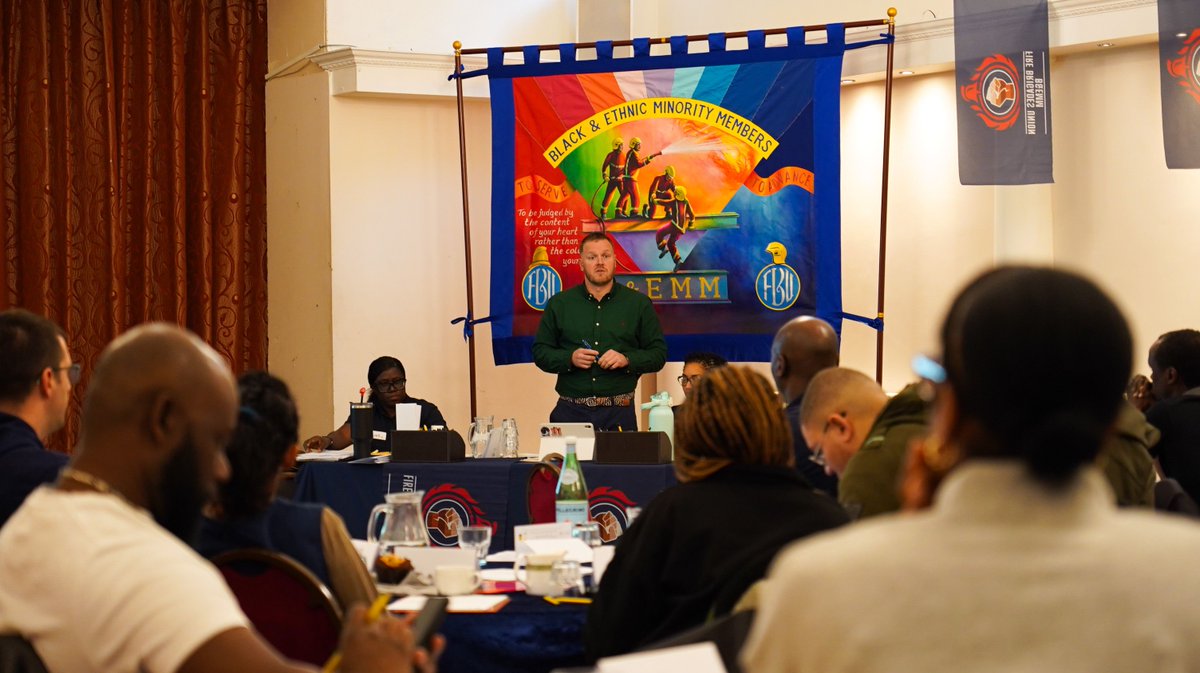 <a href="/FBU_BEMM/">FBU Black & Ethnic Minority Members</a> school is back! 

Over three days, members are learning new ways to challenge racism in our union and the fire service.

Today, Wilf Sullivan and AJ Singh spoke about the importance of Black trade unionists' contributions in the past and applying these lessons today.