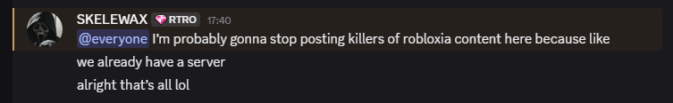 KillsOfRobloxia's tweet image. not rlly abt kor but. unfortunely the roblox issues discord server will no longer have new stuff. but. they made a dev only server. for staffs. helpers. developer. testers etc. i unfortunely cant show anything there yet. but that all i can say. #killersofrobloxia #robloxissues