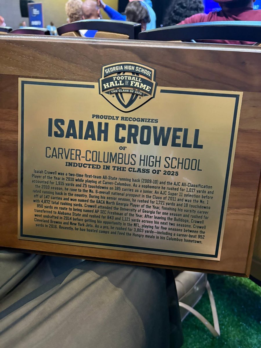 BamaStateSports's tweet image. 🏆 Congratulations, Isaiah Crowell!

Former Hornet running back Isaiah Crowell has been inducted into the Georgia Sports High School Hall of Fame!

During his time at Alabama State, Crowell rushed for 1,963 yards and 19 touchdowns across two seasons (2012–2013) — including a…