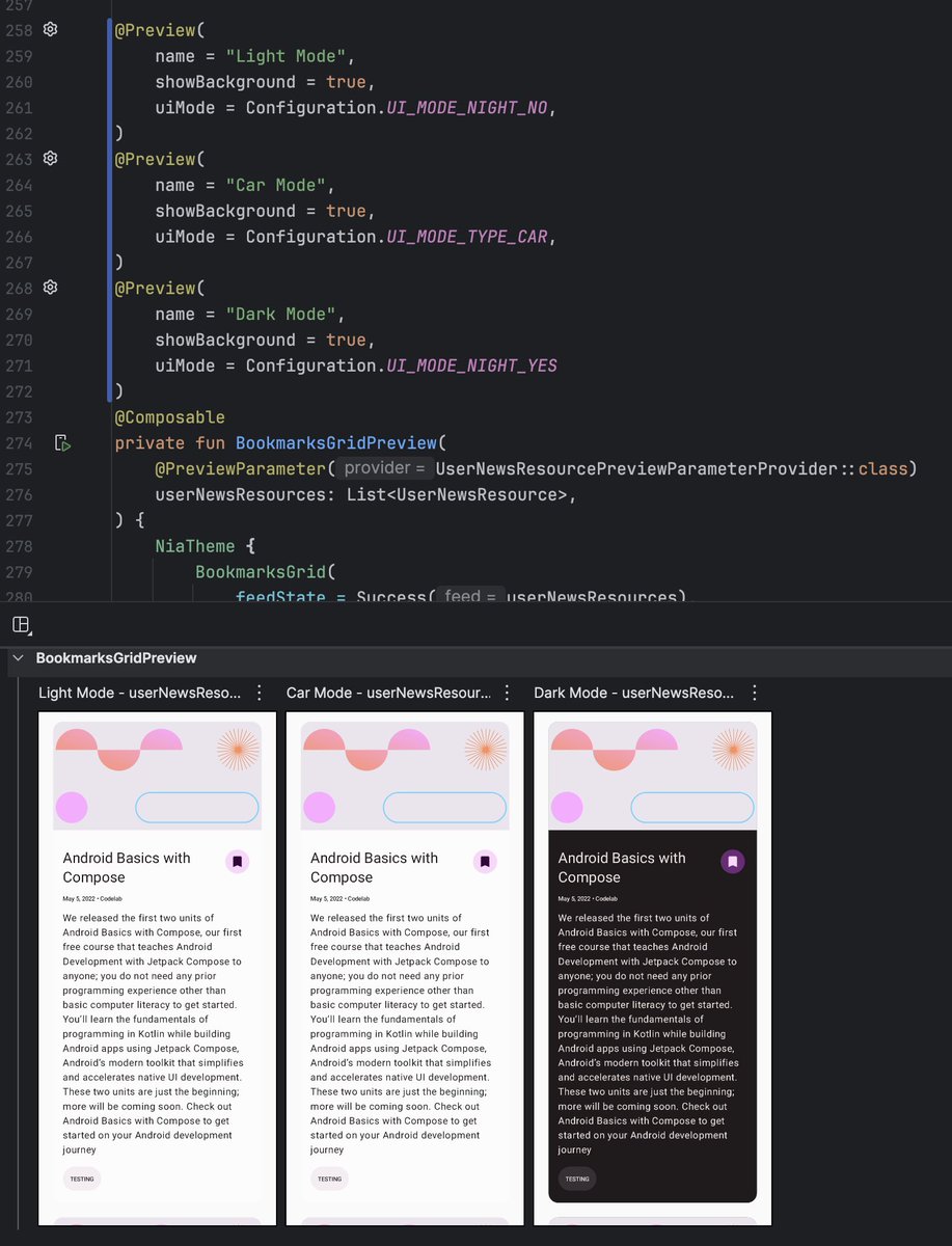 If you annotate a Composable with @ Preview, N times, you get, you guessed it!! N previews. The more you know...