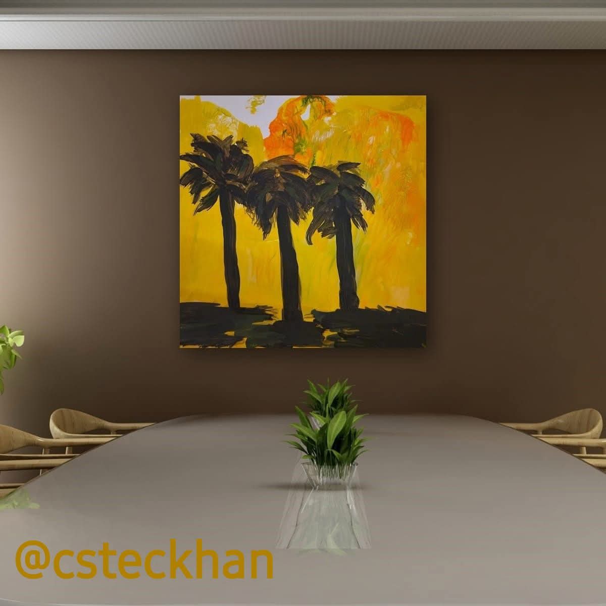 Meeting room, painting  Palmtree Artist Cornelia Steckhan Horn, Corky art 
#csteckhan