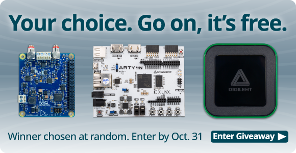 DigilentInc's tweet image. Only two more days to enter our giveaway! Ends Halloween day 🎃 Enter to get a chance  to win your choice of an Analog Discovery 3 USB test instrument, Arty Z7 FPGA board, or MCC DAQ HAT for Raspberry Pi! 🎁digilent.ac-page.com/oct-2025-givea…