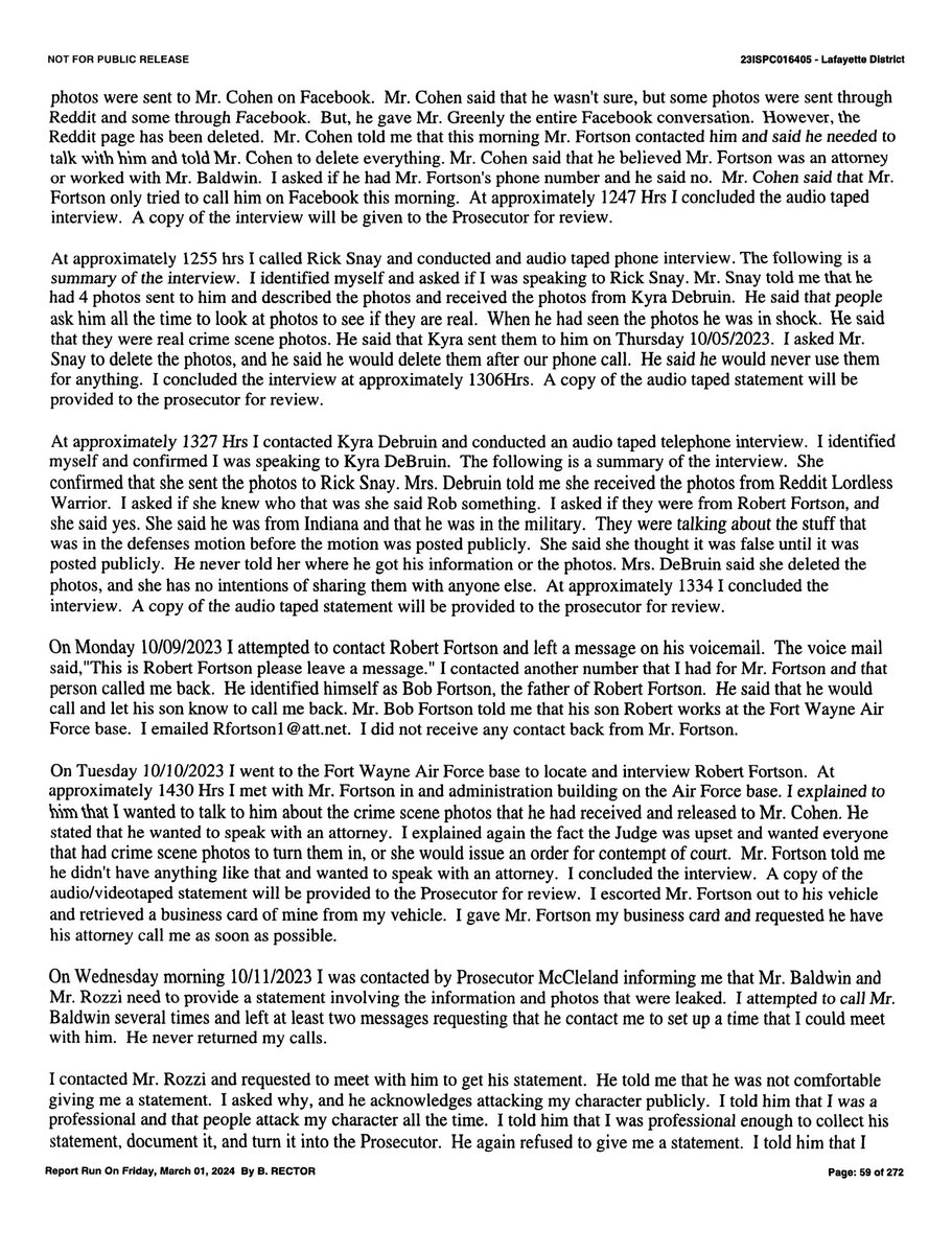 alleyesondelphi's tweet image. Jerry Holeman’s supplemental report on October 16, 2023

Who gave the crime scene photos to Tyler and Ruckus?

#RichardAllen #Delphi 
drive.google.com/file/d/1KJBkt0…