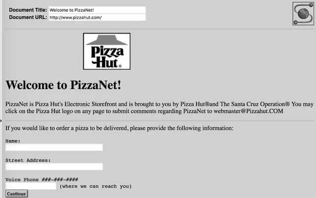 historyinmemes's tweet image. This is what ordering Pizza Hut online looked like in 1994