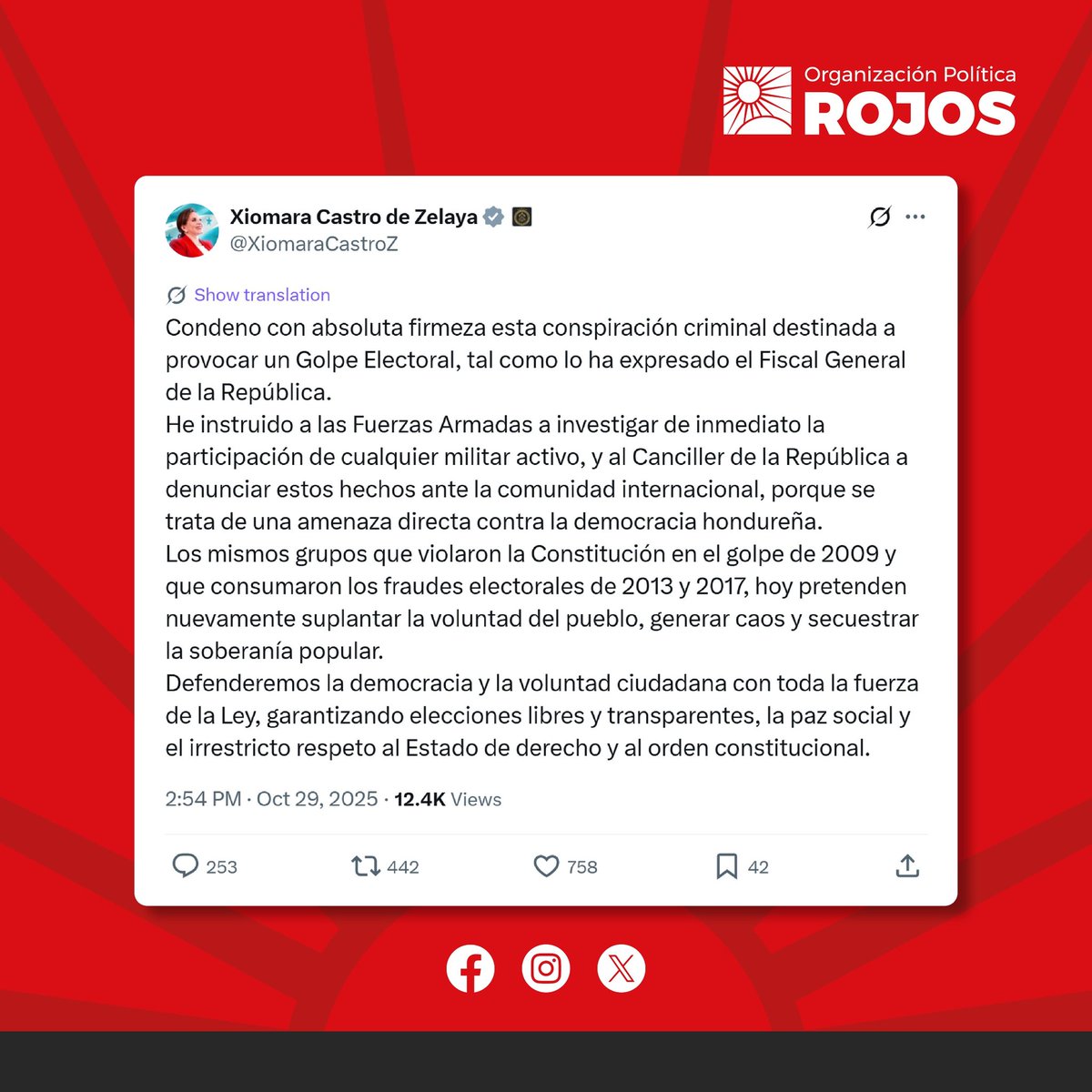 ¡Defenderemos la democracia y la voluntad ciudadana!