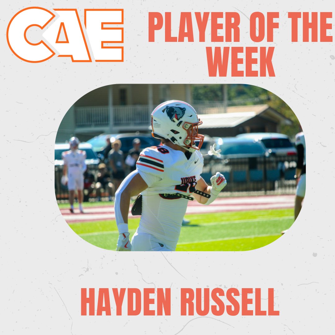 ⬛️🟧🐻CAE PLAYER OF THE WEEK⬛️🟧🐻

GIVE IT UP FOR HAYDEN RUSSELL

#bearnation #upikefootball #upike #bears #CAE