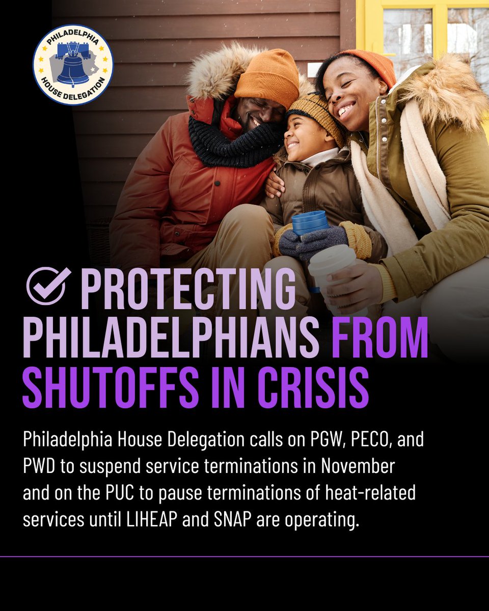 PhillyHouseDs's tweet image. Today, our delegation sent a letter to Philadelphia-area utility providers and to the PUC encouraging them to pause service shutoffs for non-payment until LIHEAP reopens.  Read the letters and more on our website PhillyHouseDs.com (1/2)