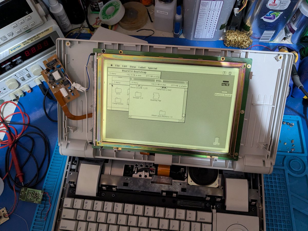 Repair of the century right here. The one part I've had in my stash since I was quite literally a kid, finally proved to be useful. Fixed the inverter of a Macintosh portable using a part scavenged from a scanner 25 years ago.