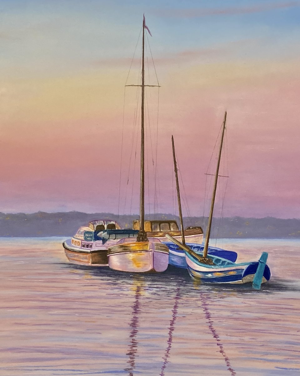 artbyLoriW's tweet photo. End of my work week today 🎉 Looking forward to planning a few creative bits (and a good relax!) this evening ☕ Here’s my finished boat picture from Art Club — so pleased with how it came together ⛵ #ArtClub #BritishMakers #pastelart #boats https://t.co/zrioAs8gsa