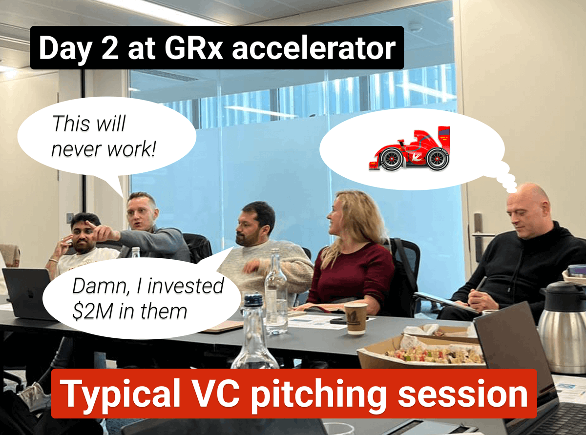 idemishev's tweet photo. Investors after 10 pitches:

“I love your idea…” (forgets it in 1 hour)

We did a mock pitch: 15 founders, 3 min each.
Only 3 stuck.

Best ones got 3x more “investments.”
Rest? Gone from memory.

Be unforgettable.

@GrishinRobotics GRx accelerator day 2

#founders #VC #pitchdeck https://t.co/2VFsL5rv8e