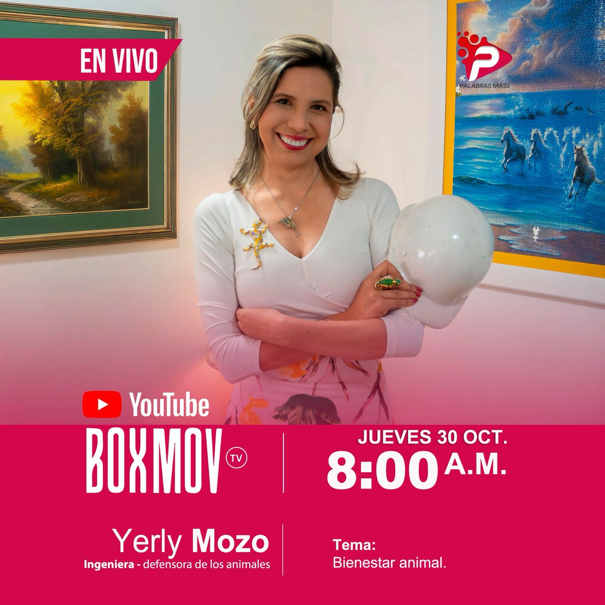 ¡NOS VEMOS MAÑANA!
🐾 ¡Los invito a conectarse EN VIVO en youtube  <a href="/CanalBoxMov/">BoxMov</a> mañana jueves a las 8:00 a.m.! 🕗
Estaré en el programa Palabras Mass con el periodista <a href="/betodiazb/">betodiazb</a>, donde hablaré sobre un tema que me apasiona: el bienestar animal. 💬❤️
No se lo pierdan, será un