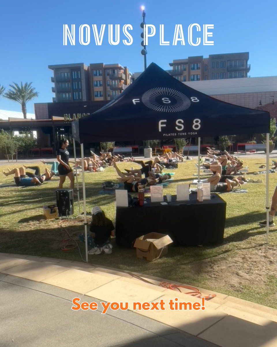 NovusASU's tweet image. Perfect Sunday morning flow ☀️ Thanks to @StudioFS8  for an awesome Pilates pop-up at Novus Place Park! Great vibes, new friends &amp;amp; a sneak peek before their studio opens across the street next month. 💪
#NovusPlace #TempeEvents #FS8Pilates #TempeAZ #NovusNeighborhood