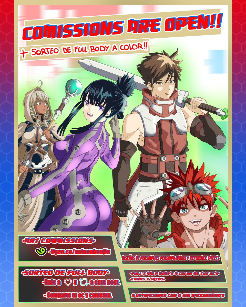 🎃 ¡Comisiones abiertas! / Commissions are open! 🎃

Y para celebrar Halloween, haré un SORTEO de un full body a color de tu OC 🎨

🗓️ Finaliza / Ends: Nov 7
🔁 Da ❤️ + RT
💬 Comenta con tu OC y su lore

#ArtCommissions #ComisionesAbiertas #VtuberArt #OC #artraffle