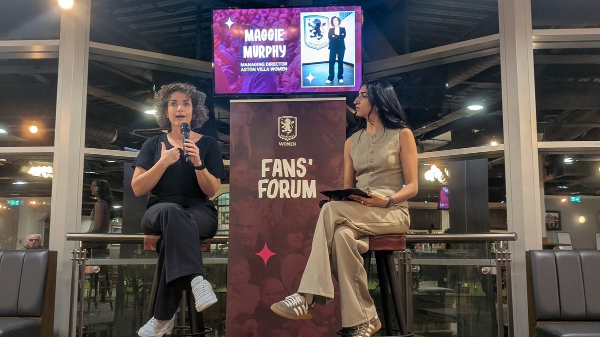 Fantastic first Fans' Forum tonight by <a href="/AVWFCOfficial/">Aston Villa Women</a> 🗣️

Listening to <a href="/MaggieMrphy/">Maggie Murphy</a>'s ambitions for the club was inspiring 🙌

Our <a href="/prijasraj/">Priyanka</a> did a superb job of hosting, so proud 💜

Shout out if you're interested in the next one or the extended FAB network for the women's team!