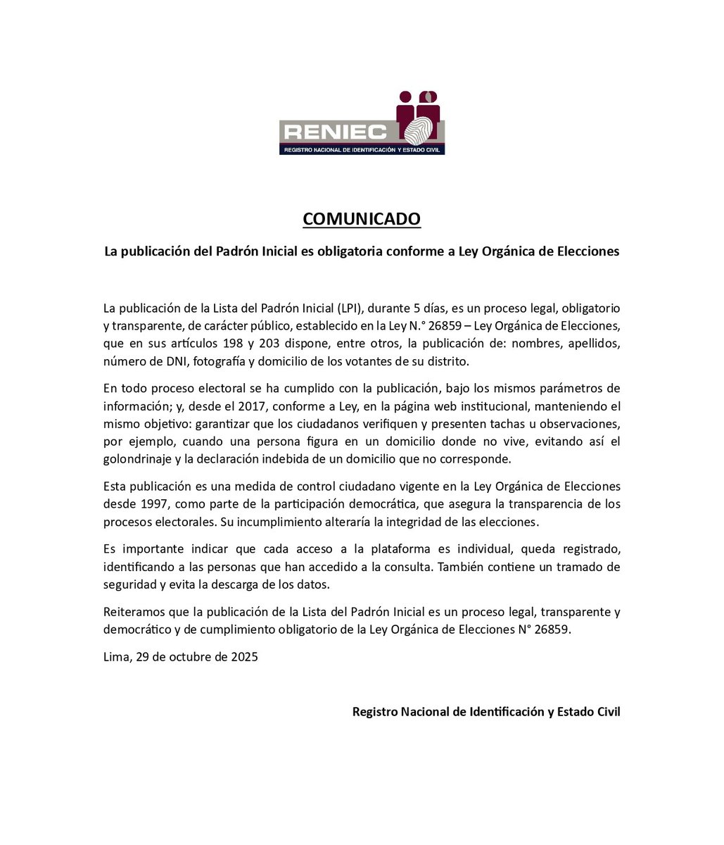 RENIEC PERÚ tweet media