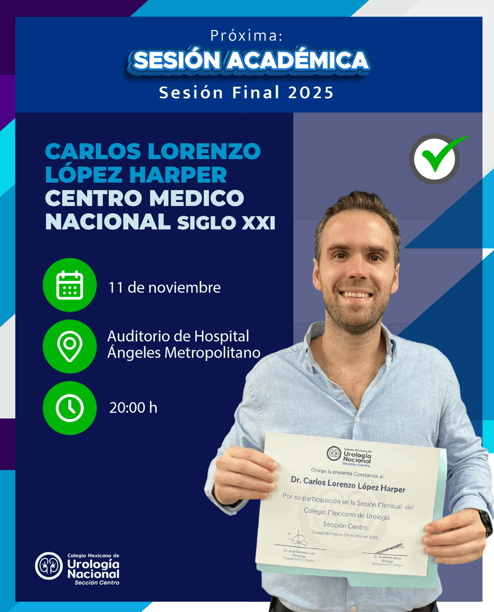 cmucentro's tweet image. Sesión académica
NOVIEMBRE 2025

👉cmucentro.org

#CMUCentro #UrologosCentro #ColegiodeUrologia #urology #SesionesUrologia