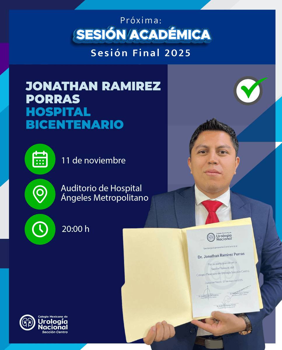 cmucentro's tweet image. Sesión académica
NOVIEMBRE 2025

👉cmucentro.org

#CMUCentro #UrologosCentro #ColegiodeUrologia #urology #SesionesUrologia