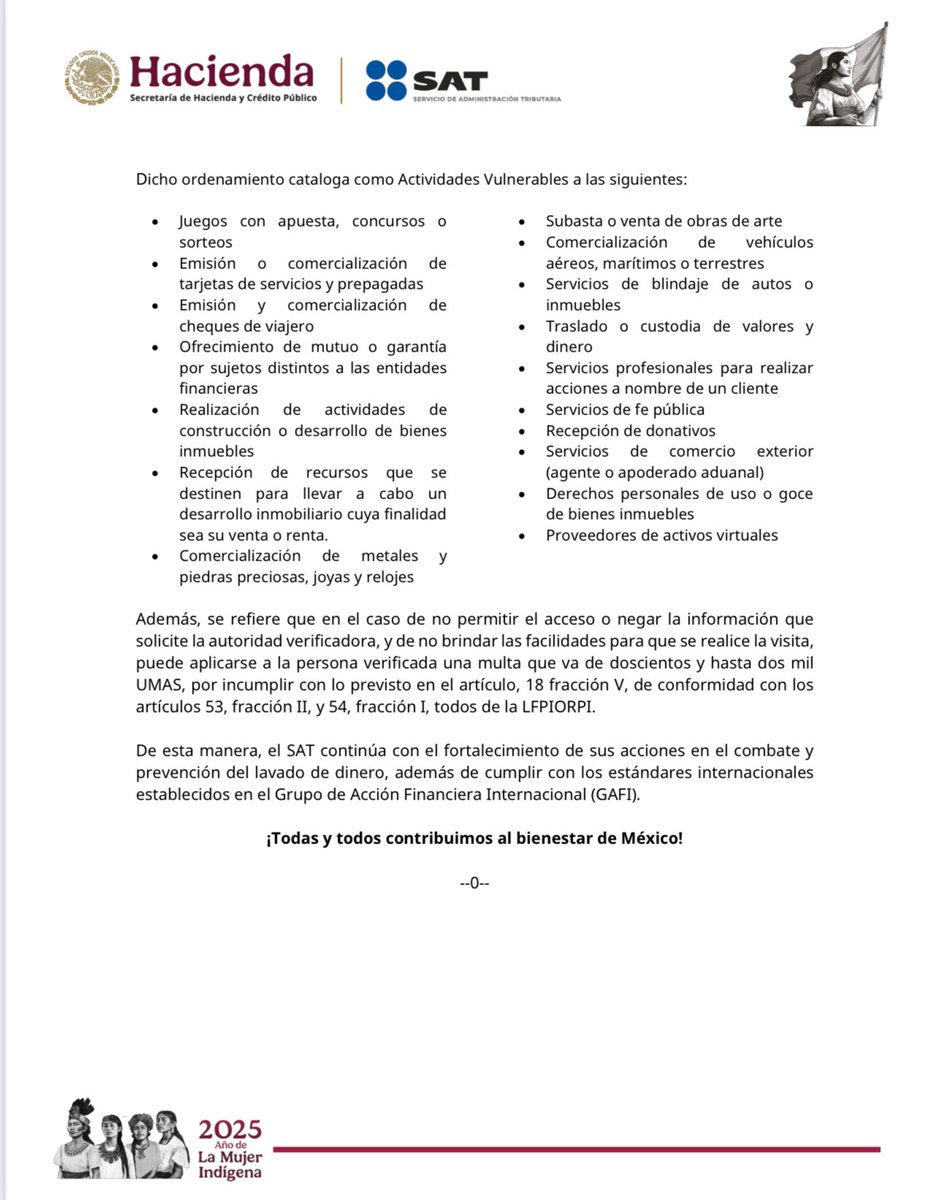 CSNSCmx's tweet image. #NotiCSN ⚠️

Intensifica #SAT campaña de orientación sobre
Actividades Vulnerables

Link  x.com/satmx/status/1…

#CSNSCmx #PLD #ActividadesVulnerables #Antilavado #UIF
