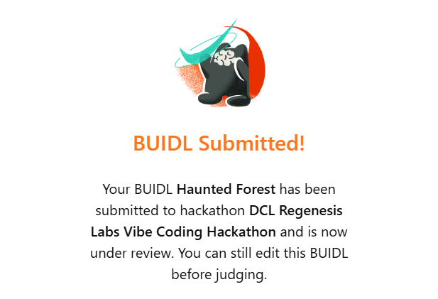 Finally submitted! Thank you <a href="/decentraland/">Decentraland</a>  and <a href="/toxicwaifudcl/">ToxicWaifu</a>, for an amazing hackathon. Had a great time learning and vibe coding. Already excited for the next one.

Big thanks to <a href="/lastraum/">Lastraum.eth 🍕</a> , <a href="/drkrillo_/">drkrillo</a> , <a href="/CanessaDCL/">Canessa 💫💫</a> , and <a href="/nicoearnshaw/">Nico Earnshaw</a>  for your workshops. 😍
#DCLVibeHackathon