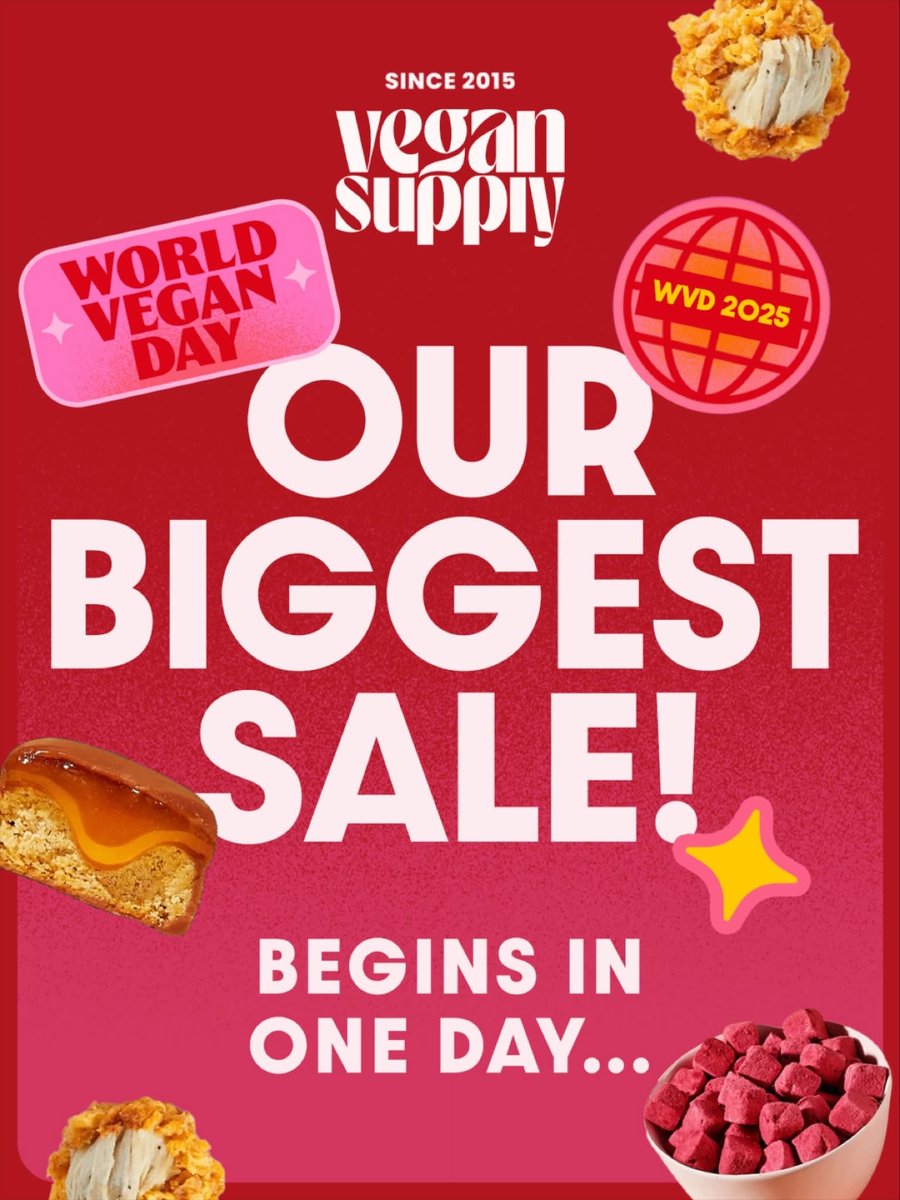 Something huge is about to happen 👀 Our BIGGEST sale of the year kicks off tomorrow, October 30 @ 8pm  🎉 Set your alarms for storewide sales and some wild doorcrashers 

vegansupply.ca

#worldveganday #vegansupply #vegansale #vegandeals #plantbased #veganshopping