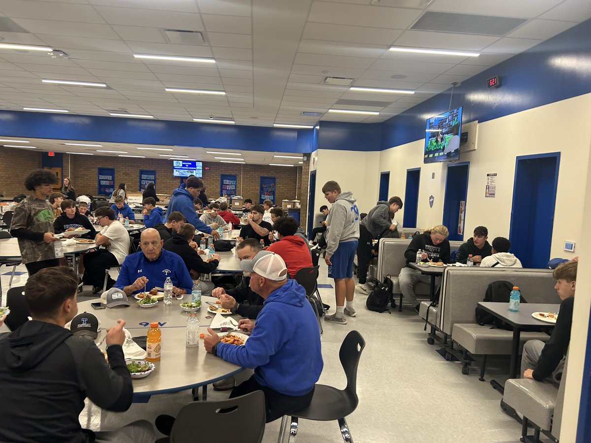 Coach Ferrari leads #character session.     Internal Vs External Reflection &amp; Motivation.   Great session followed by Team Meal!!    Thank you Trinity Football Booster ms and <a href="/HillerHoops/">Trinity Boys Basketball</a> HC and Football Coach.   Great evening as a TEAM!! #MTC