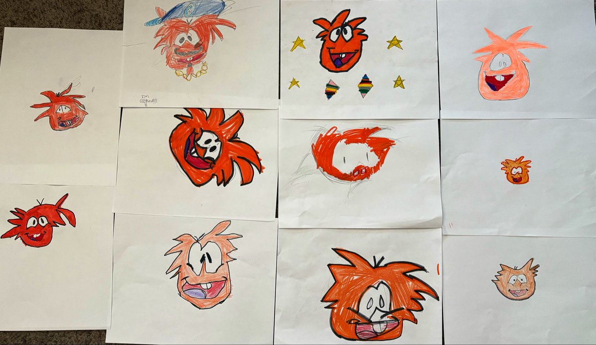 My class loves to draw during their “free time” reward, so I asked them to draw an orange puffle! Here’s some of the results!