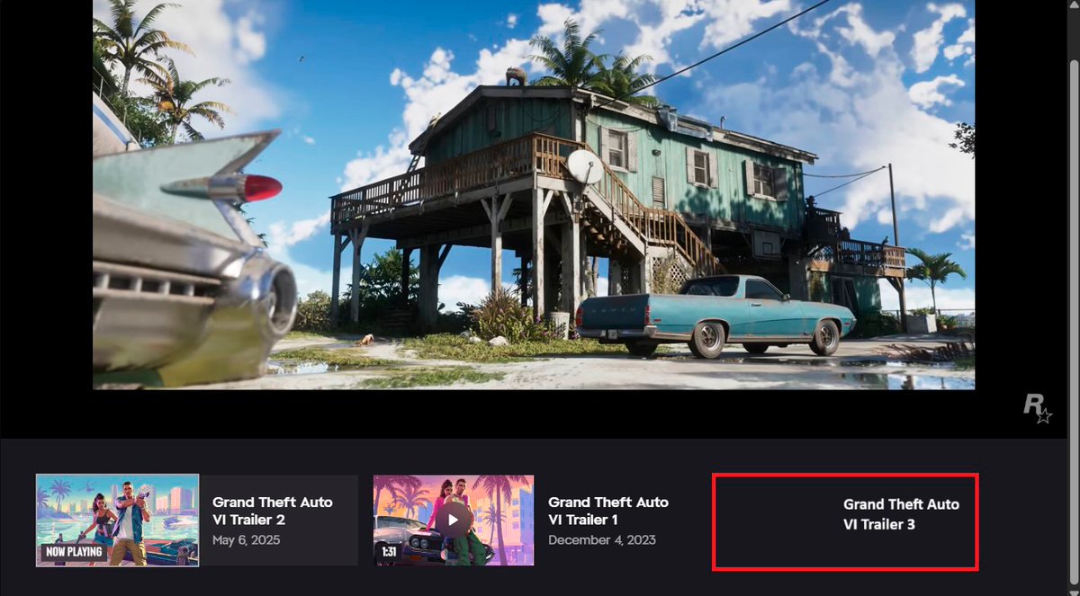 GameJoker_'s tweet photo. BREAKING: A GTA 6 Trailer 3 reference briefly appeared on the Rockstar Games website before being removed.

We are getting close 👀 https://t.co/jOY3fnwit5