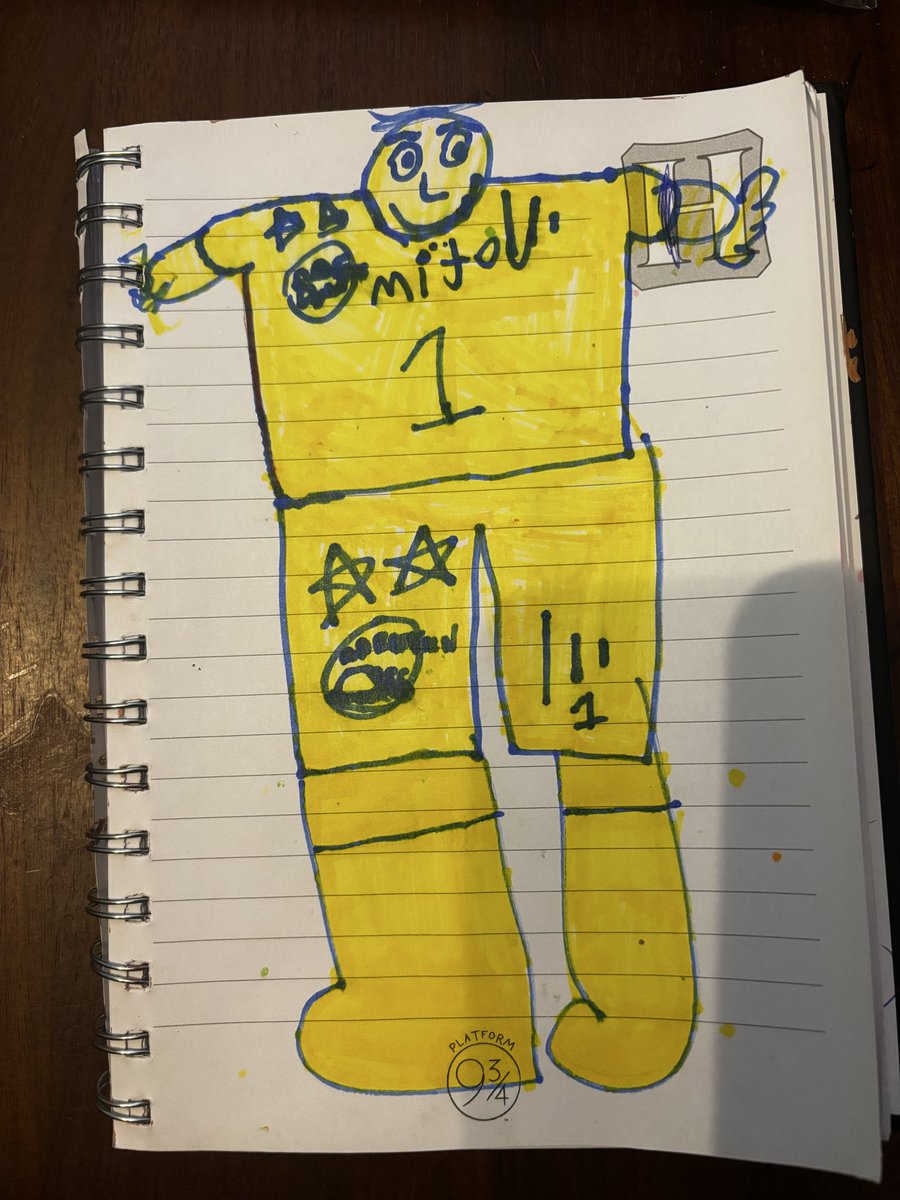 brochsheep's tweet photo. Wee lad spent the night carving his pumpkin 🎃 with me whilst watching the dons game. Afterwards he drew a picture @22Mitov he’s your biggest fan 😁😎 https://t.co/EtMgTuFjPY