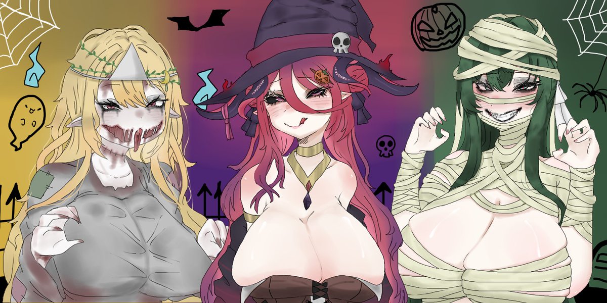 Aireylola's tweet photo. 女鬼莉芙 女巫芭芭 木乃伊蒂婭
3位美女Vtuber的萬聖節圖🎃
不給糖 就搗蛋!😍
(下方放3人的個別圖)
@latiye_ababa #沒有瑟瑟菈 #好會畫婭 #Livart #鼠繪 #マウス画 #上色 https://t.co/S2hhyATgUJ