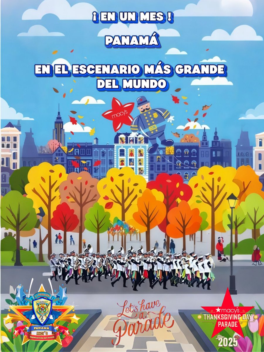 ✨🇵🇦 ¡A UN MES DEL SUEÑO HECHO REALIDAD! 🇵🇦✨

La Banda de Música La Primavera, A 30 días para vivir un momento que quedará grabado en la historia de nuestra nación:  La primera presentación de la República de Panamá, en el icónico @macys Thanksgiving Day Parade en Nueva York!