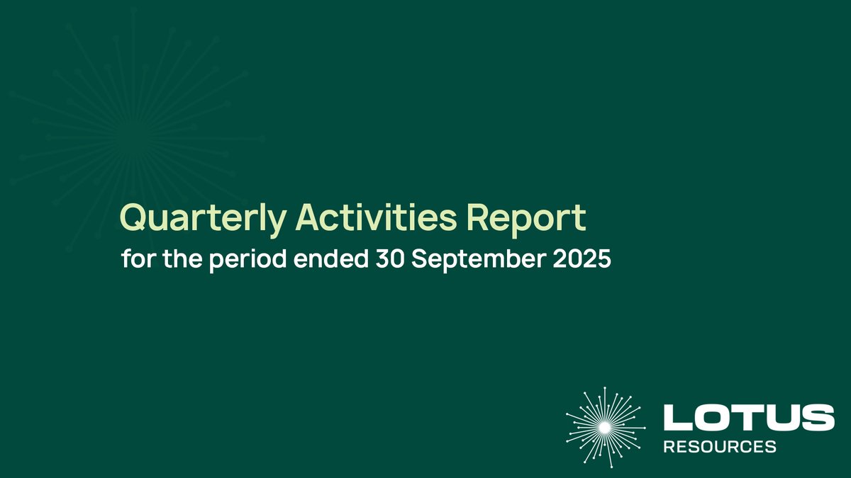 Lotus_Resources's tweet image. We&apos;re pleased to provide our quarterly activities report for the quarter ended 30 September 2025, during which Lotus $LOT joined the exclusive tier of global #uranium producers. We continued to ramp up operations at our Kayelekera uranium mine in Malawi towards full production in…
