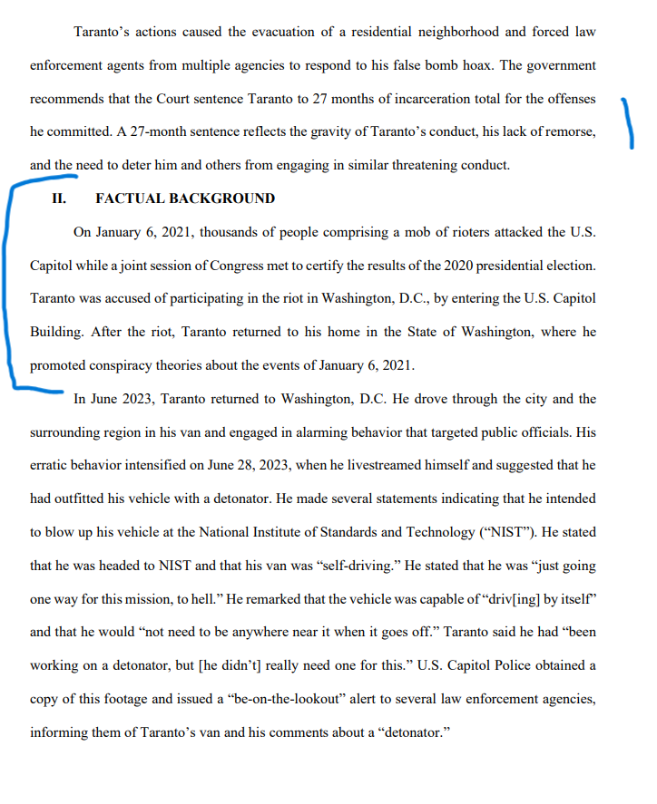MacFarlaneNews's tweet image. SIDE-BY-SIDE

The original sentencing memo against Taylor Taranto

Then... the new sentencing memo against Taylor Taranto, just submitted by Justice Dept

Reference to Jan 6 is eliminated