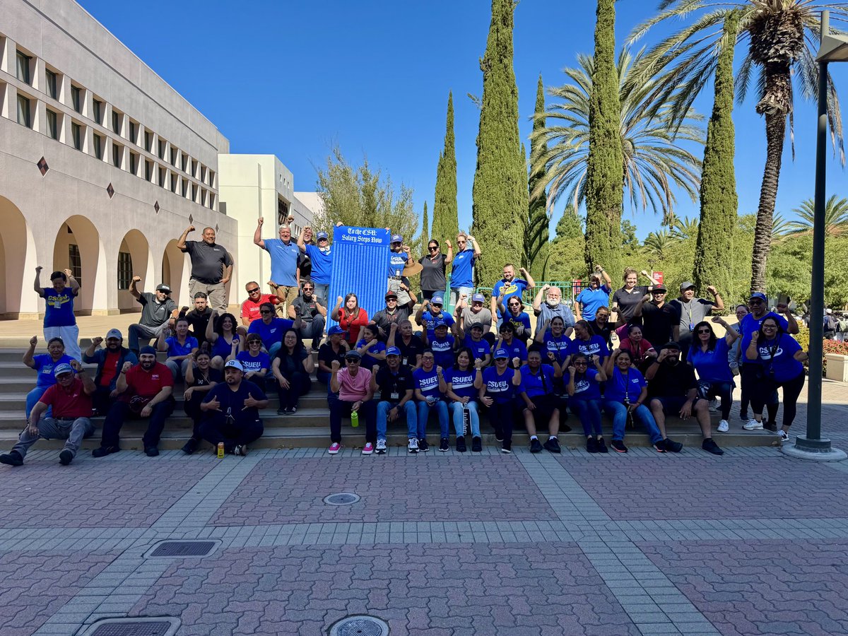 CSUEU's tweet image. CSUEU members continue our fight for pay equity, for kept promises, and for a stronger Higher Ed. Actions across 22 campuses today are just a preview of more to come! #UnionStrong