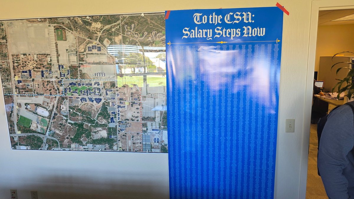 CSUEU's tweet image. CSUEU members continue our fight for pay equity, for kept promises, and for a stronger Higher Ed. Actions across 22 campuses today are just a preview of more to come! #UnionStrong