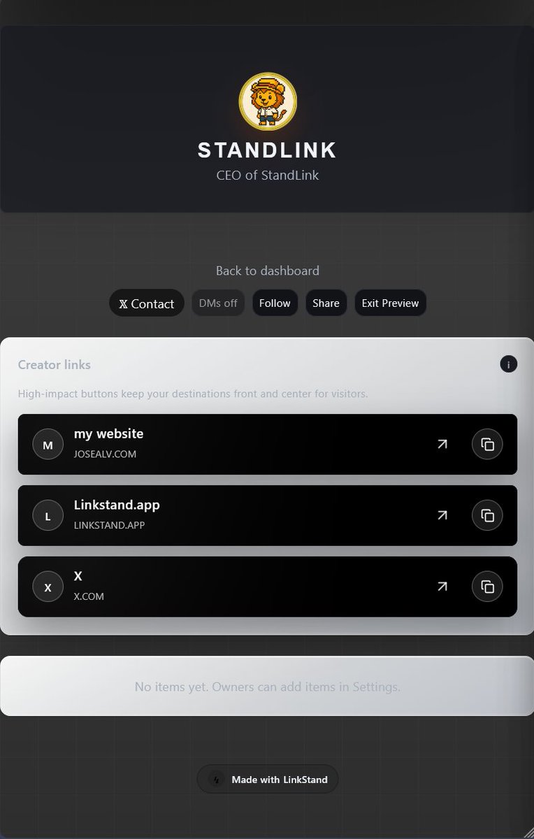 Linkstands's tweet photo. Check out my personal stand! https://t.co/yCrgEl30Mv

things will be changing rapidly so get yours while premium is free! https://t.co/PrAr2Svcjn https://t.co/UiyW0pqxfA