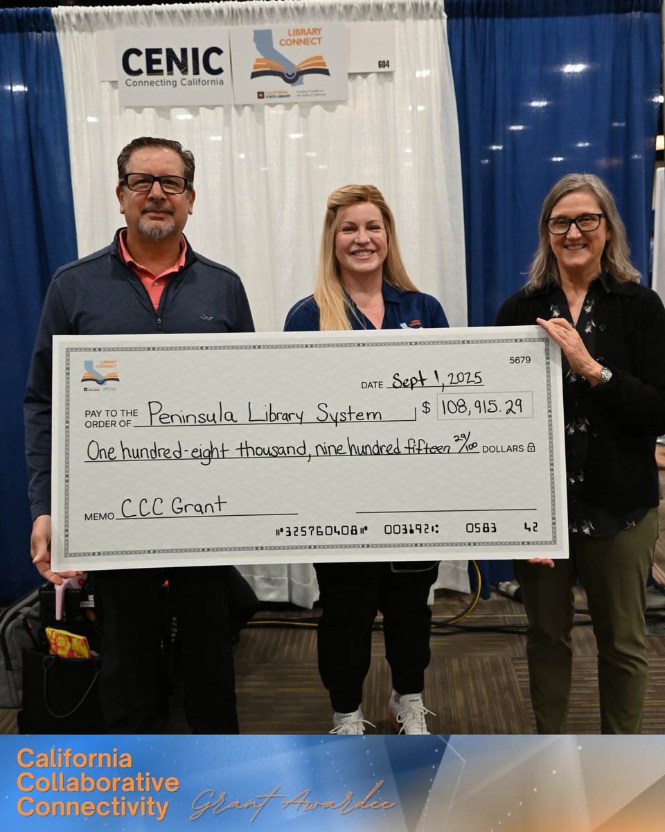 ca_libryconnect's tweet photo. Congrats to the CCC Grant recipients! Your creativity and dedication are powering digital learning and access across California. 
It was a joy meeting you at the #CLAConference — here’s to continuing the impact! 
#CCCGrant #CALibraries #CLC #CommunityInnovation #DigitalEquity https://t.co/BVMxaOnGpF