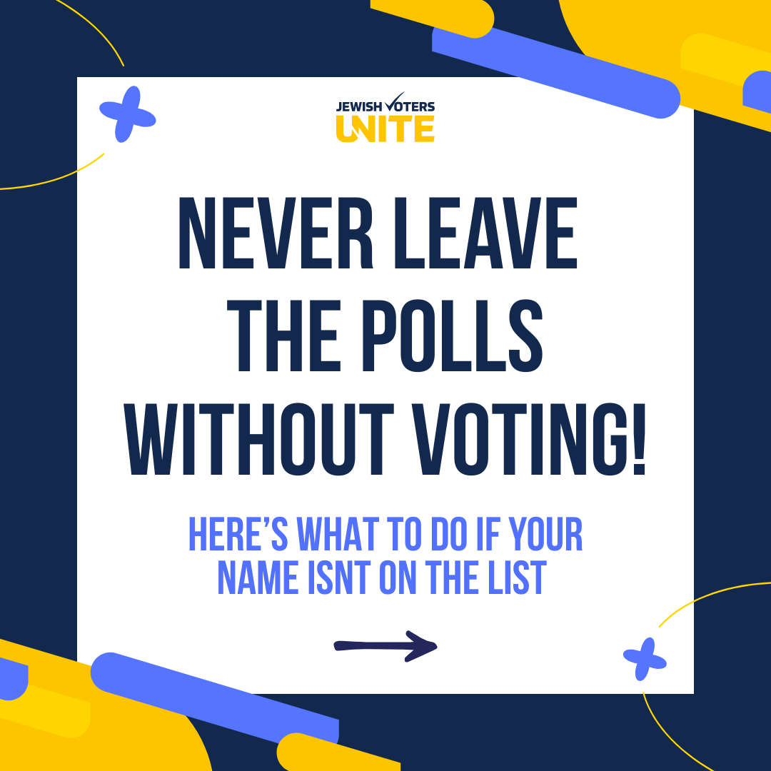 UniteJV's tweet photo. Only 6 days left before the NYC Election!

If your name isn’t on the voter list — DON’T LEAVE.
Ask for a provisional (affidavit) ballot so your vote counts. https://t.co/6HP5YTAqOB