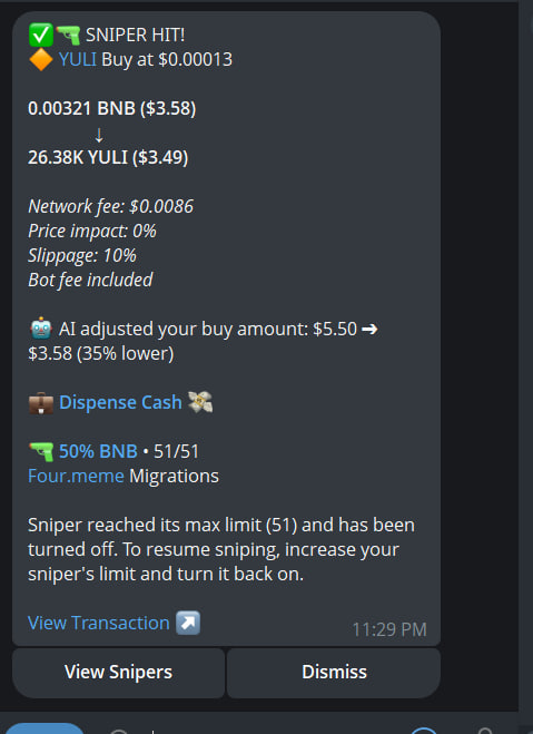aiodboss's tweet photo. Wanna snipe tokens while AI does the heavy lifting? 
@DispenceCash bot filters rugs, handles exits, and even decides how much to ape in 💰
Link up 👉 https://t.co/nEEnIWNCMh
And trust me… more killer features are coming for traders and devs https://t.co/Bay1NLHTGk