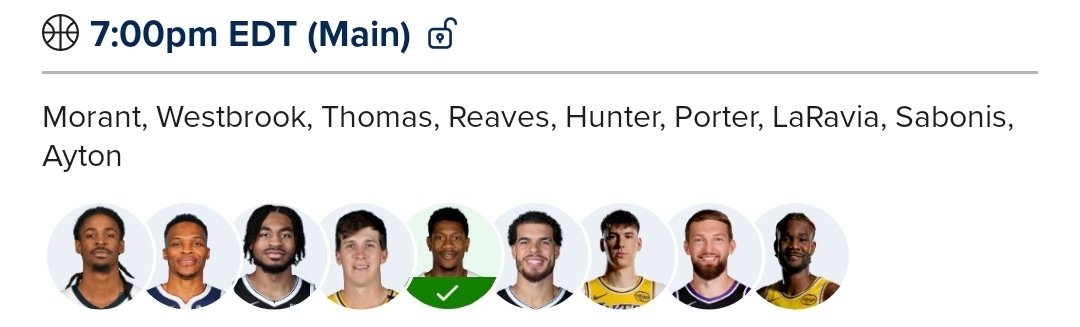 all4adfcaf's tweet image. FD nba main slate lineup