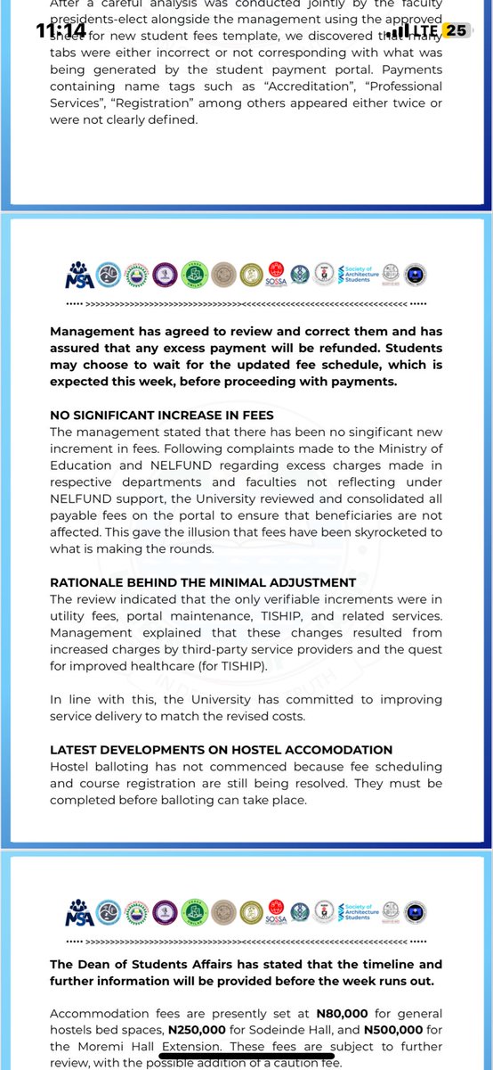 TayoNine's tweet image. The council of UNILAG Faculty Presidents earlier today had a meeting with the school management, and in these screenshots was the report they brought back to the raging students. LOL. 

From the perspective of a UNILAG student, read this thread for a breakdown of the reality…