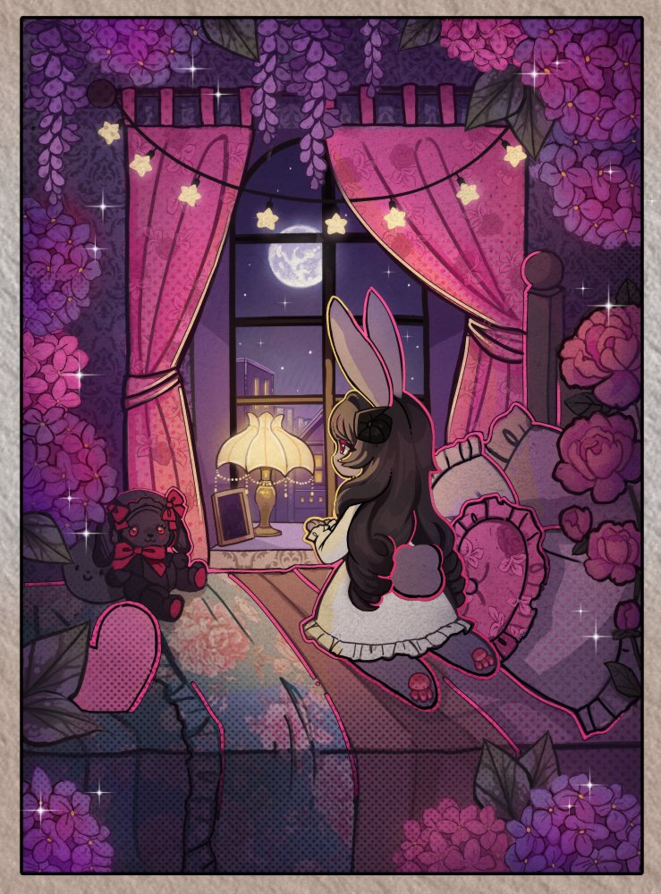 ૮꒰ ˉ͈̀꒳ˉ͈́꒱ა 

#bunny #room #bedroom #bnnuy #pink #purple #furry #furryart #illustration